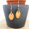 Handmade ceramic leaf earrings on sterling silver ear wires