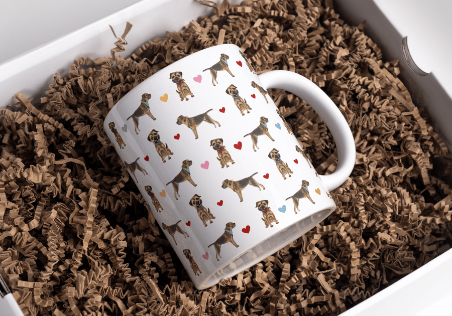 Barry the Border Terrier Mug with wrap around design 