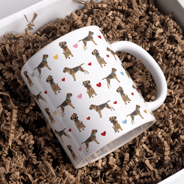 Barry the Border Terrier Mug with wrap around design 