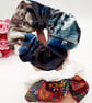 Set of 3 large scrunchies,  blue velour,  white satin and pink dandelion burst.  - Image 4