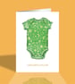 New Baby Greetings Card – Green Romper Spring Design - Image 2