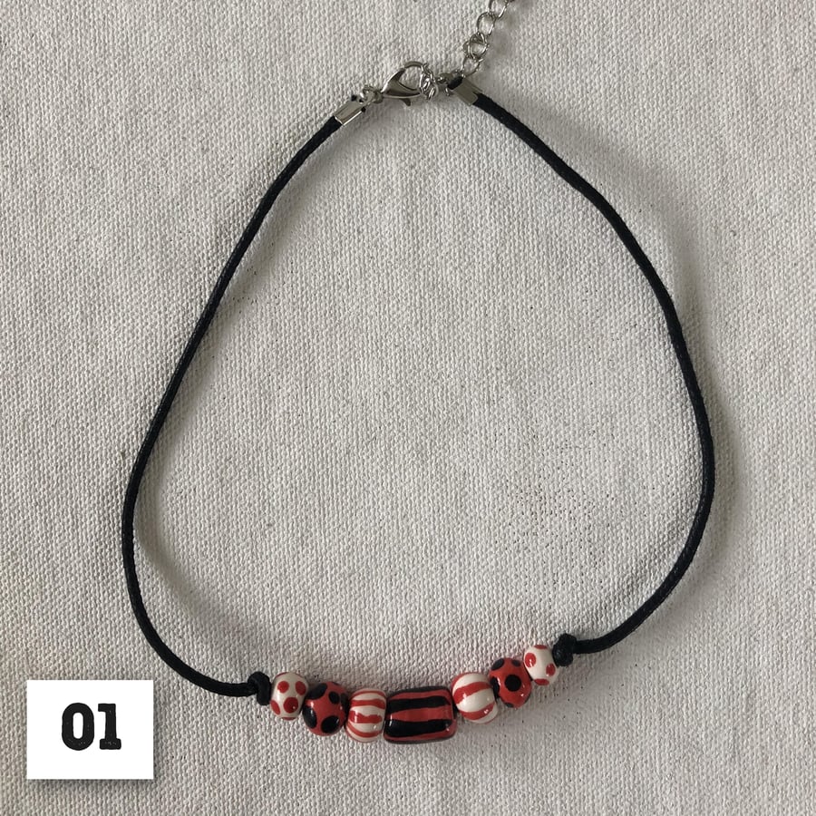 Ceramic bead choker necklace