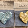 Choice of Handmade Ceramic Heart Shaped Botanical Brooch 