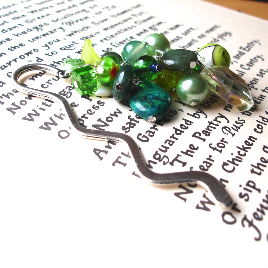 Bookmark with Green Bead Cluster