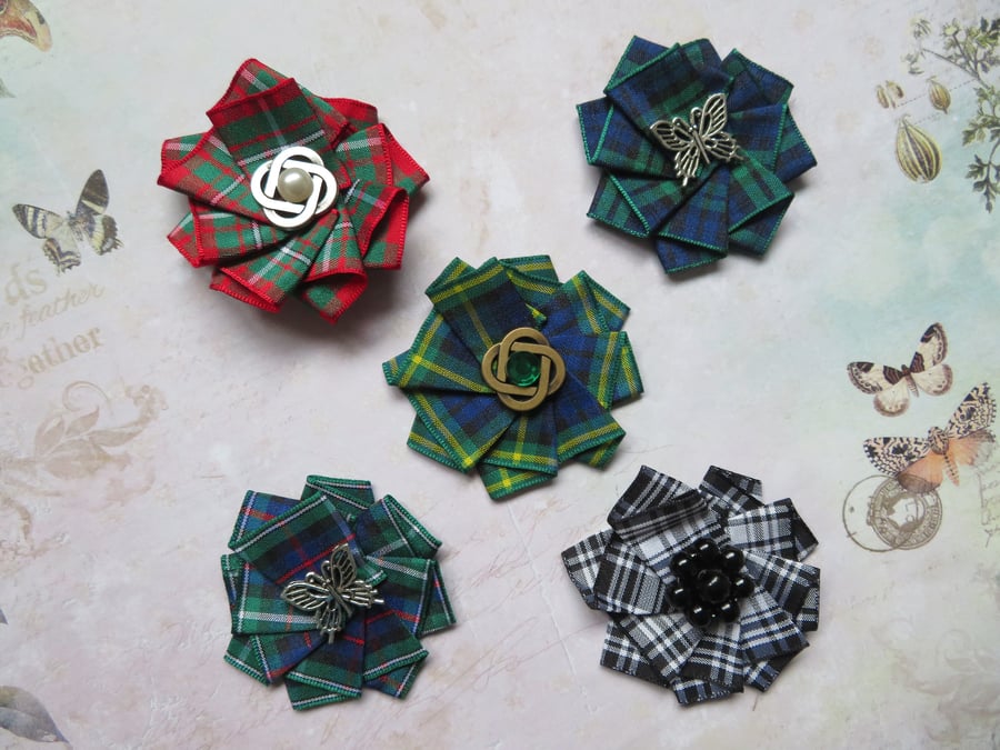 Cute Tartan Ruffle Hair Clips Plaid Ribbon Ruffle - Mixed Colours