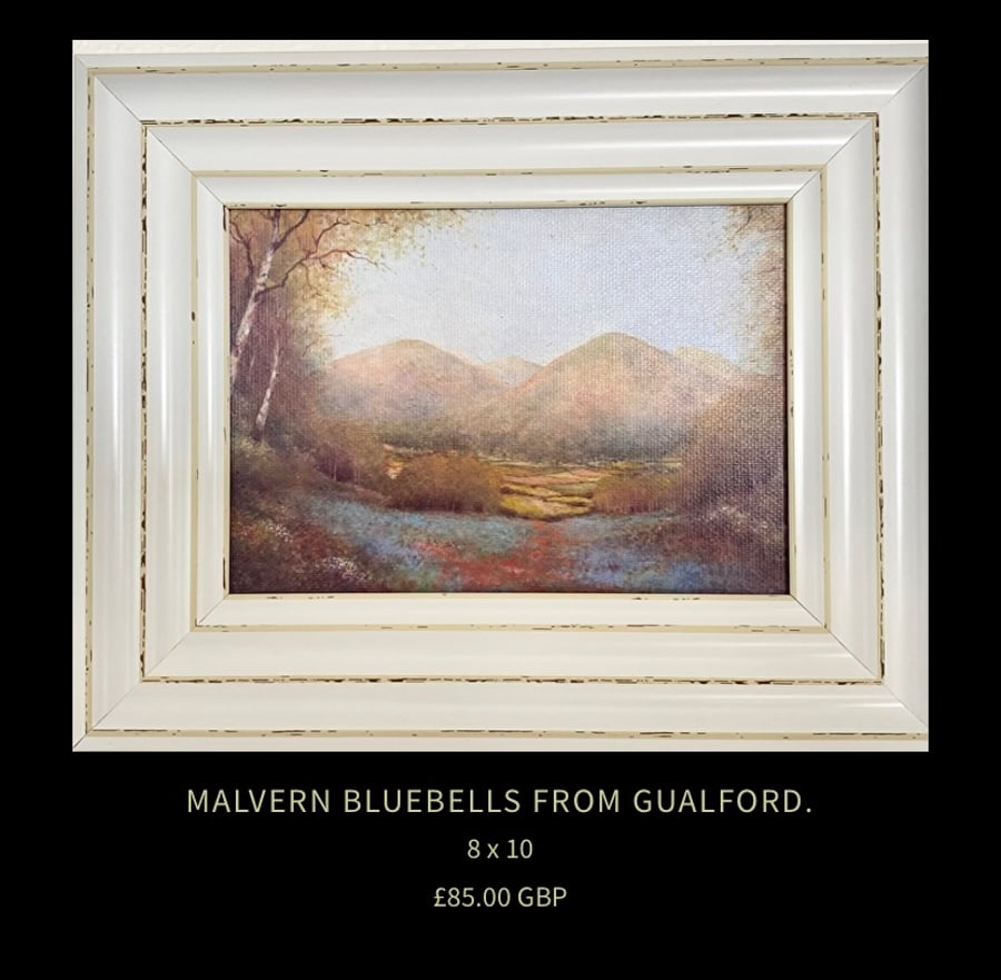 Malvern Bluebells from Gualford. Special Edition Framed Canvas Print 