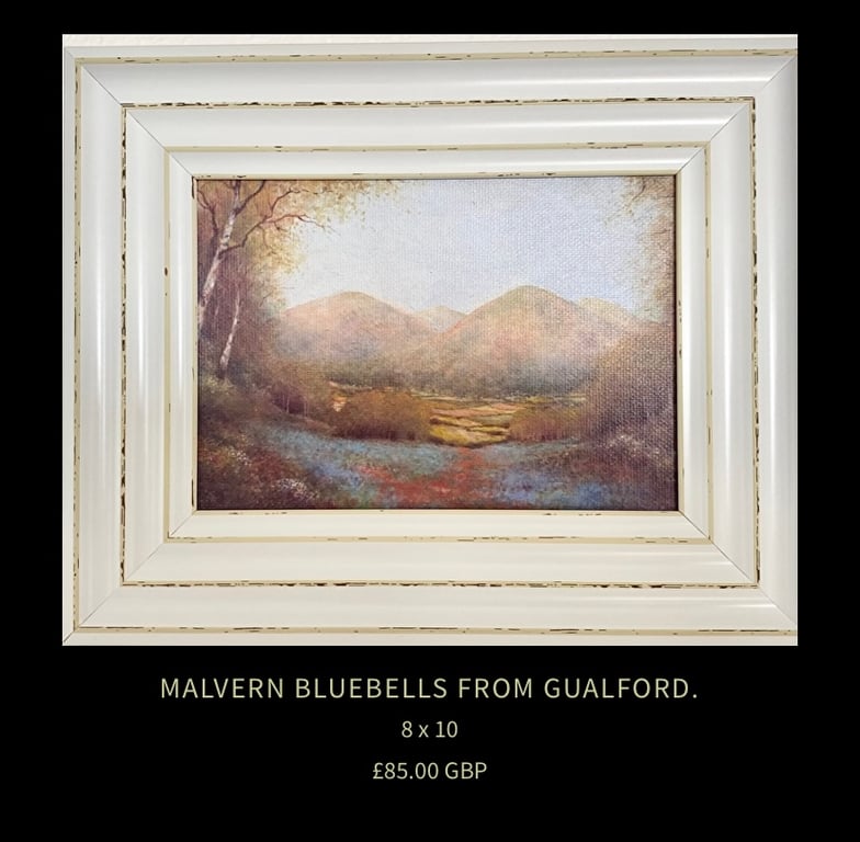 Malvern Bluebells from Gualford. Special Edition Framed Canvas Print 