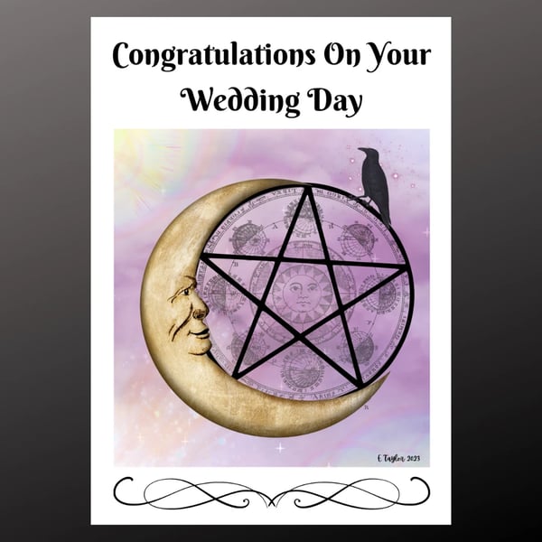 Personalised Wedding Card Plantable Seeded Optn Pagan Wiccan Pentagram Celestial