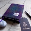 A6 Harris Tweed covered 2018 diary in deep purple green tartan. Day per page