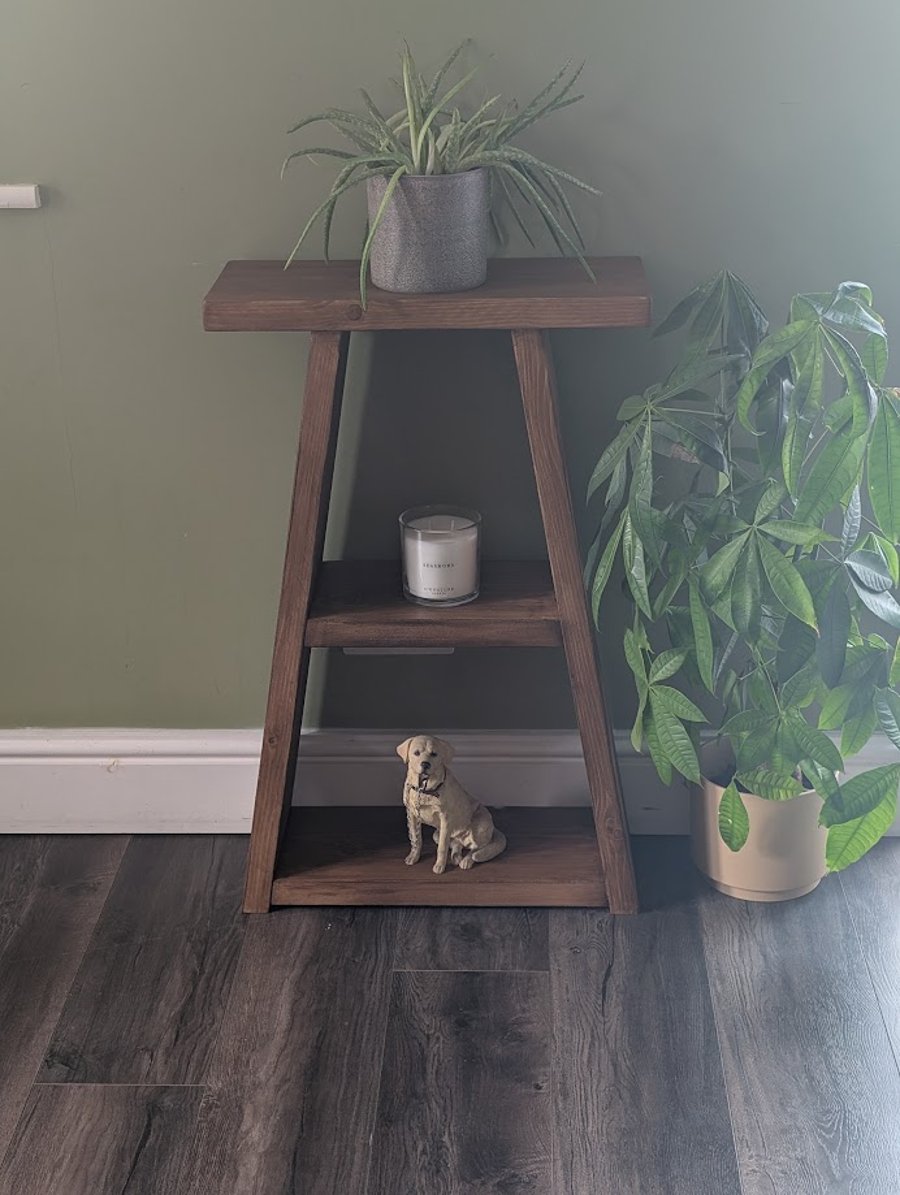 Handmade Rustic Solid Wood Hallway Console Table – Angled Book Shelf