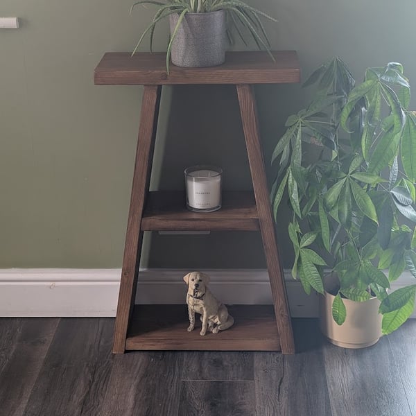 Handmade Rustic Solid Wood Hallway Console Table – Angled Book Shelf