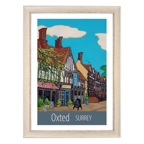 Oxted Surrey travel poster print by Artist Susie West