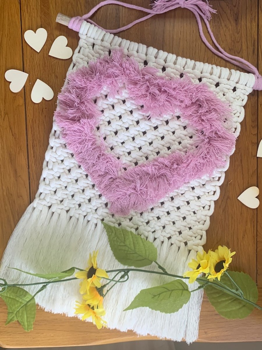 Macrame Heart Wall Hanging, Boho Art, Beautifully soft macrame art,