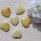 6 Yellow Aventurine Solid Gemstone Polished Hearts - 20mm - Chakra - Crafting