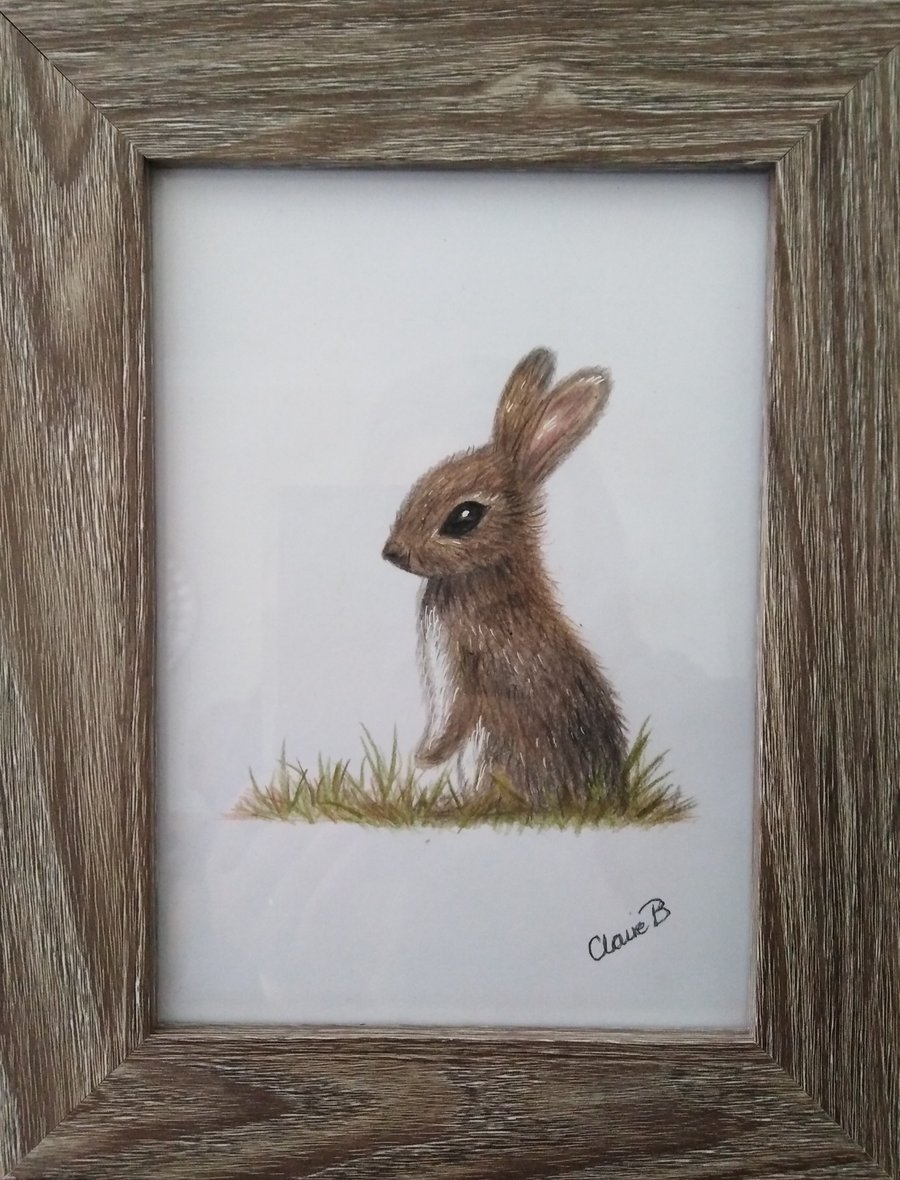 Handrawn woodland rabbit wall art