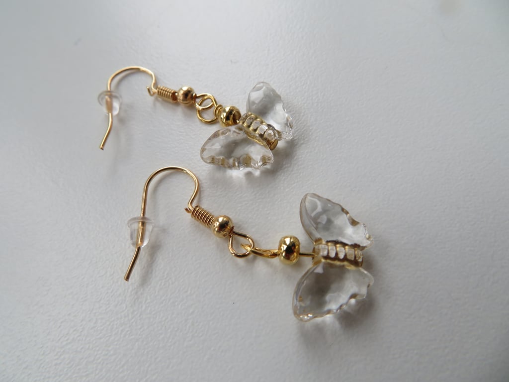 Clear Butterfly Dangle Ear-rings