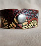 Handmade Leather Bracelet with a Surreal Design. Dolphins and Sunflowers - Image 7