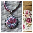 Liberty fabric cabochon pendant necklace