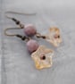 Purple & champagne flower earrings - Image 2