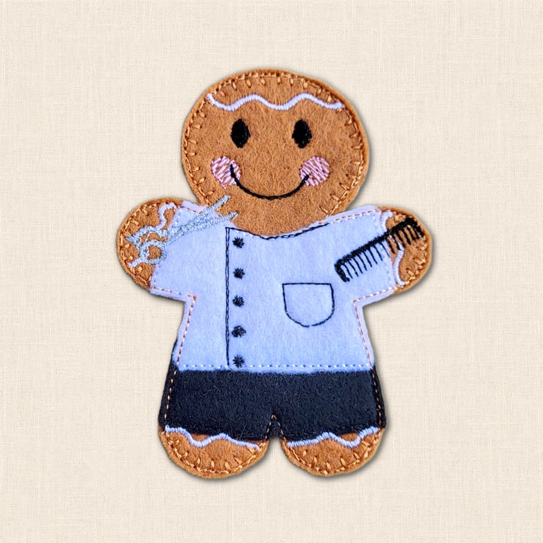 Barber Gingerbread Decoration - Embroidered Barber Character