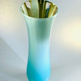  Turquoise Fused glass vase- glass art