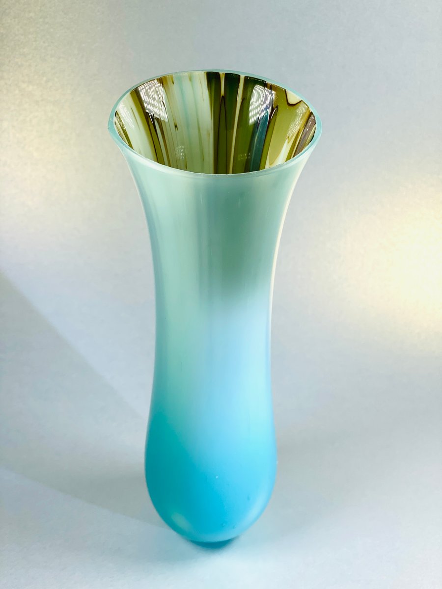  Turquoise Fused glass vase- glass art