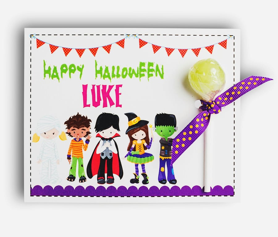 Personalised Halloween Lollipop Note