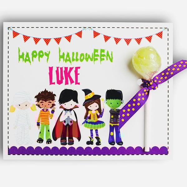Personalised Halloween Lollipop Note