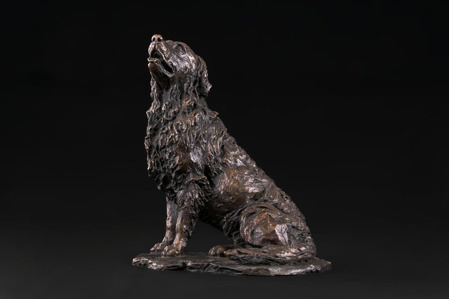 Foundry Bronze Sitting Retriever Animal Statue Small Bronze Metal Sculpture