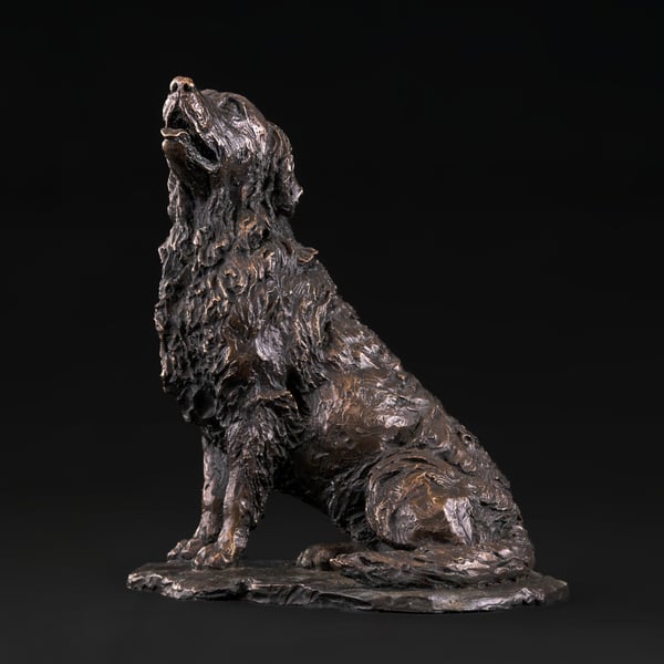 Foundry Bronze Sitting Retriever Animal Statue Small Bronze Metal Sculpture