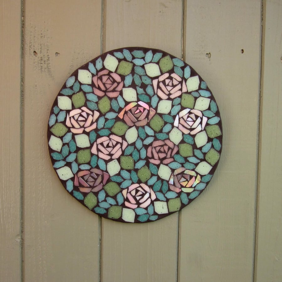 Roses Mosaic Garden Hanging Plaque Decoration