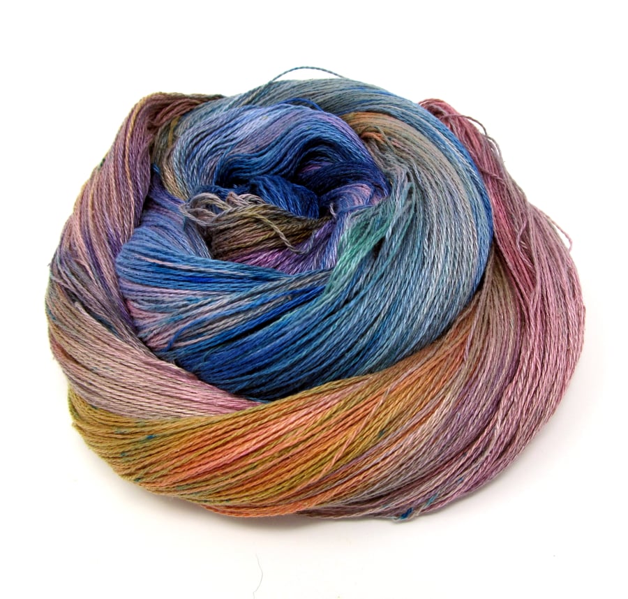 Lovebirds Hand Dyed Mulberry Silk Lace Yarn 2.20 Weaving Warp 100g LB02