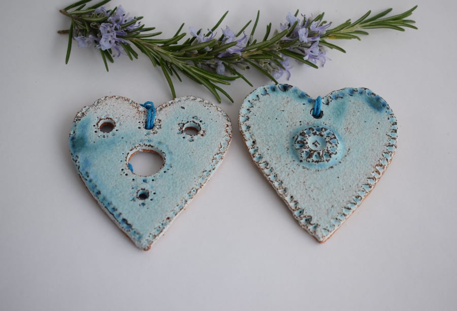 Ceramic Turquoise Hearts
