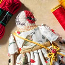 Bea,  A  Tiny Hand Embroidered Goldfinch Folk Art Doll