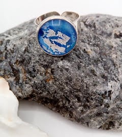 Ladies Adjustable Statement Ring With A Blue Dragons Eye Cabochon 