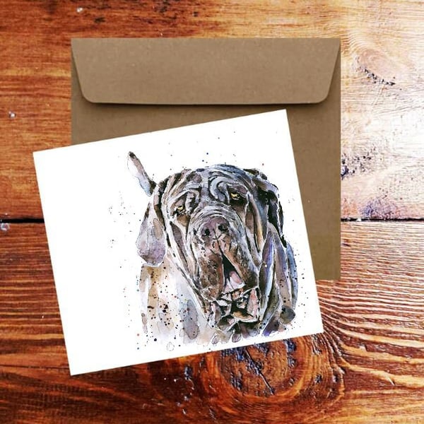 Neapolitan Mastiff Square Greeting Card- Neapolitan Mastiff Dog card, Neapolitan