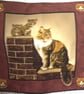Lovely fluffy brown and white cat and kittens on a garden wall cushion - Image 2
