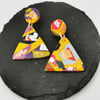 Contemporary multicoloured Terrazzo earrings. Handmade, polymer clay. 