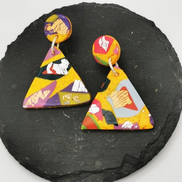 Contemporary Multicoloured Terrazzo Earrings. Handmade, Polymer Clay.