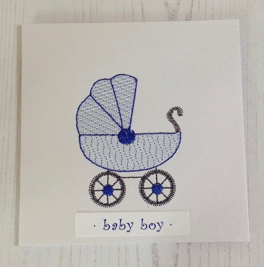 Baby Boy Embroidered Greeting Card PB14