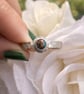 Textured Sterling Silver Ring with Pink Oyster Turquoise Gemstone - Size T