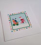 Santa Christmas Card - fabric greetings card with button