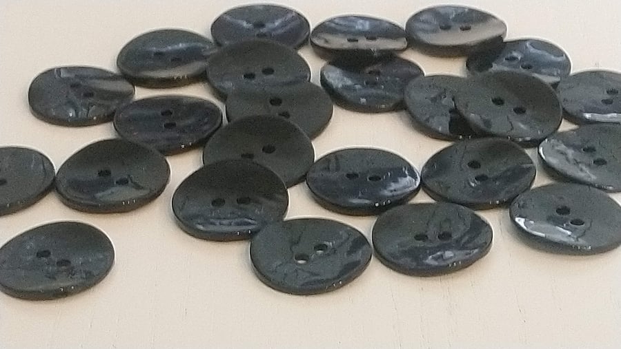 20mm Black Mother of Pearl 2 Hole Buttons