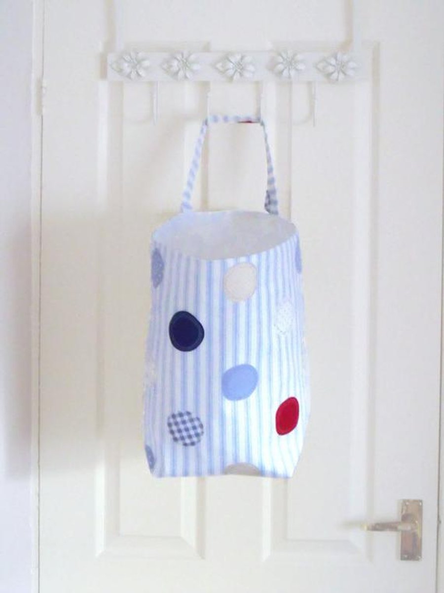 large hanging laundry basket,  toy or wool storage tub