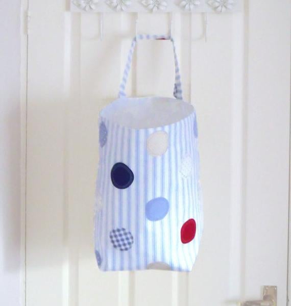 large hanging laundry basket,  toy or wool storage tub