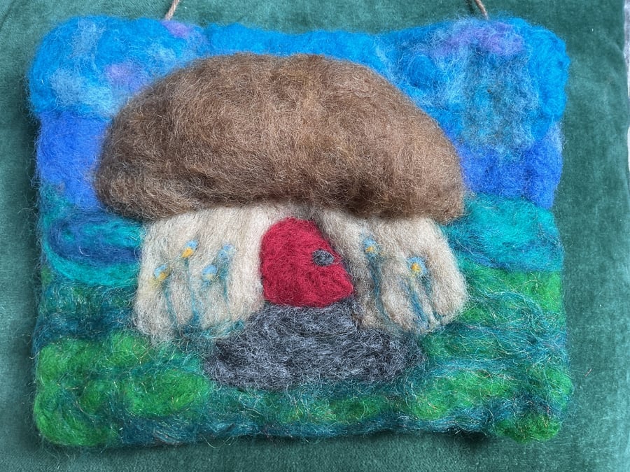 Felted Fairy Mushroom Cottage Handmade Picture 
