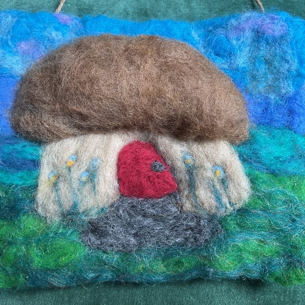 Felted Fairy Mushroom Cottage Handmade Picture 