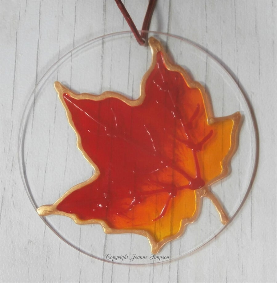 Maple leaf sun catcher Autumn, Fall decoration. Canadian maple leaf.
