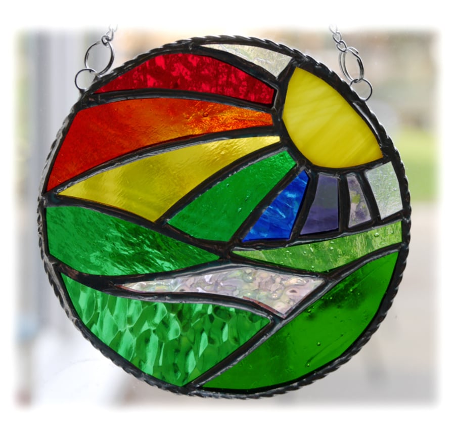 New Day Stained Glass Suncatcher Handmade Rainbow Ring 006