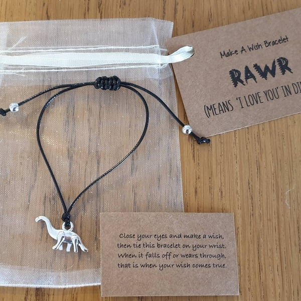 Dinosaur Rawr Love Charm Bracelet Valentines Day Gift for Her Him